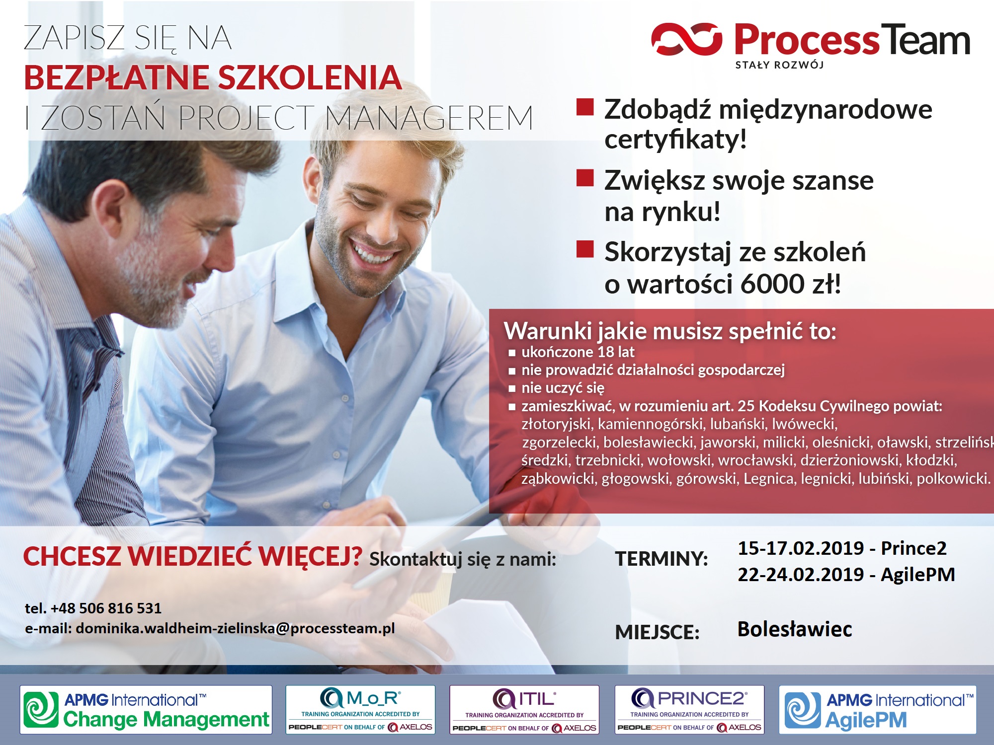 Plakat Bezpłatne szkolenia Bolesławiec