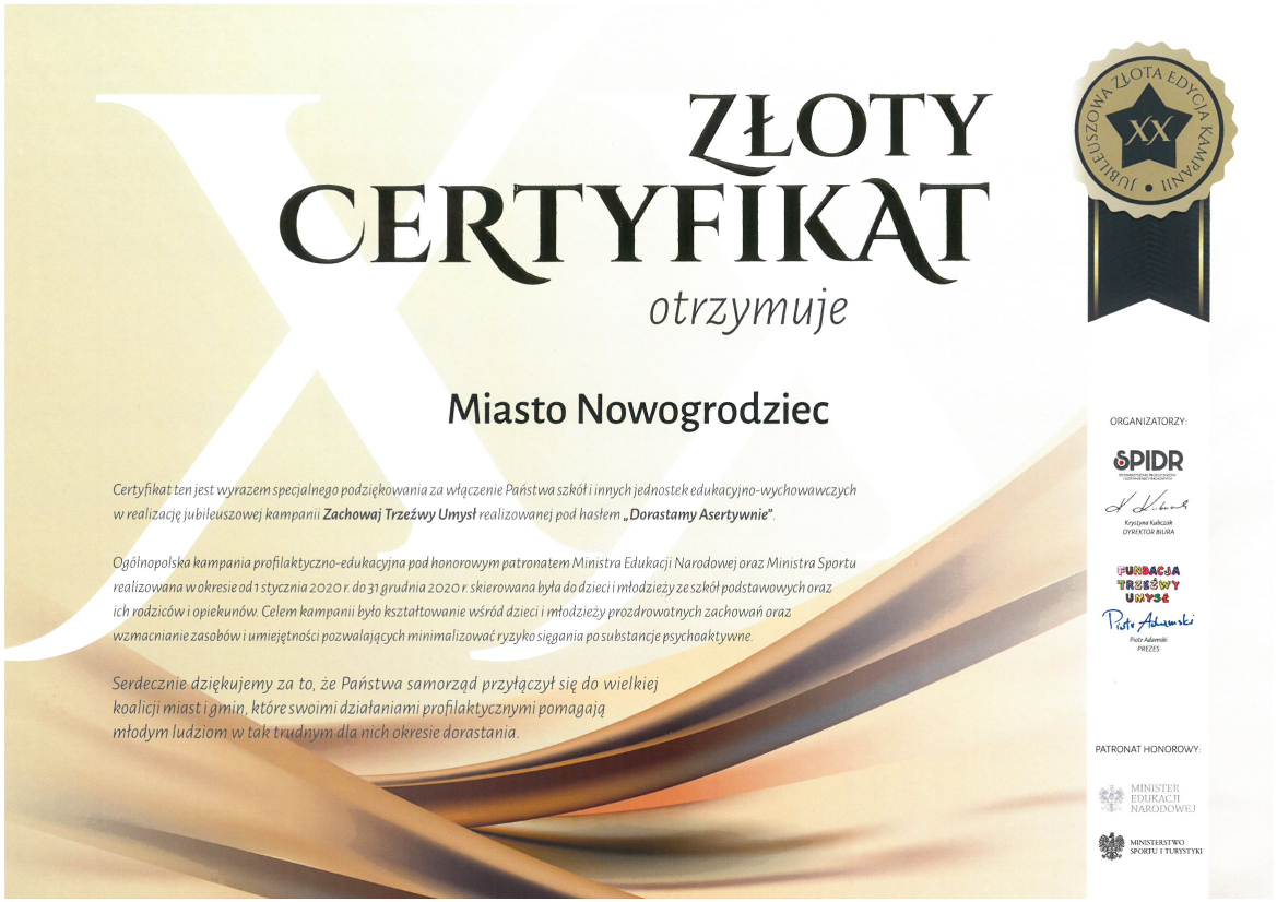 złoty certyfikat